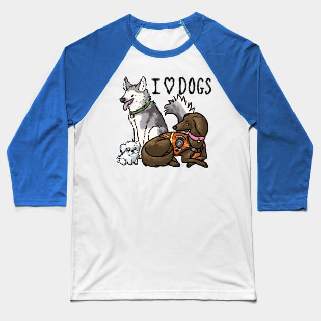 I Love Dogs Baseball T-Shirt by Tayleaf